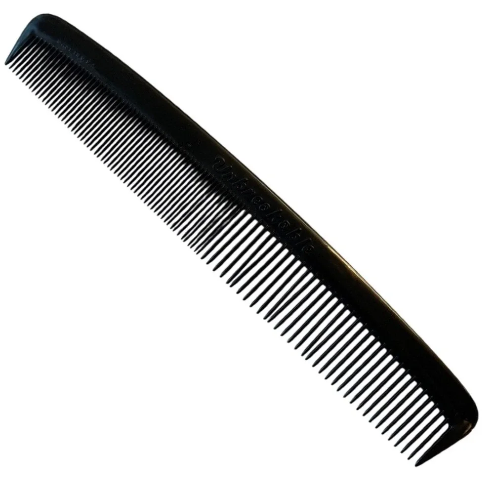 Vintage Pocket Purse Comb black Made in USA 80s plastic Unbreakable